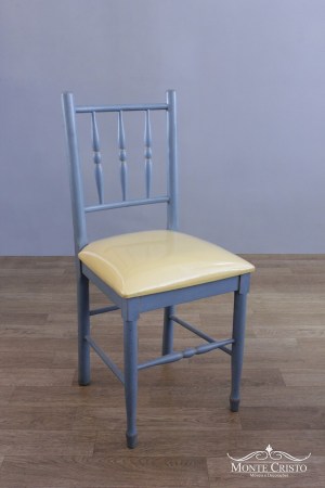 Cadeira Mineira boteco torneada azul provençal com tecido
